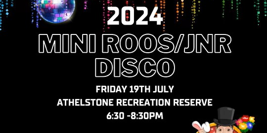 Mini Roos and Juniors Disco - This Friday Night!