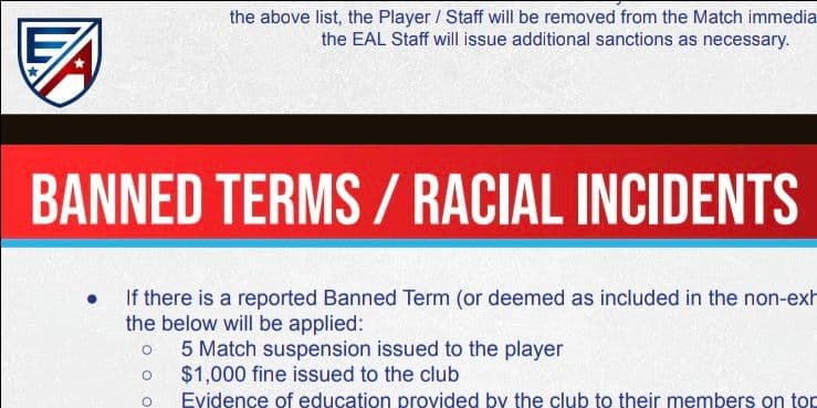 Soccer Banned terms / Racial Incidents